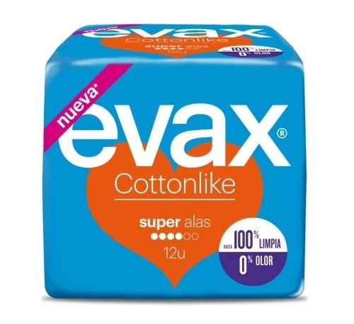 Compresas evax cottonlike super alas 12 ud